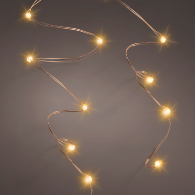 Guirlande lumineuse Micro led fixe bo intérieur - 295cm-60l - cuivre/blanc classique 