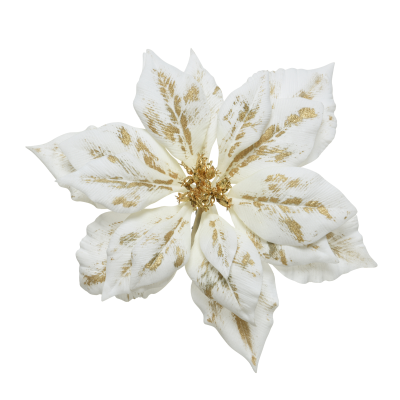 Fleur de Noël en velours blanc et or