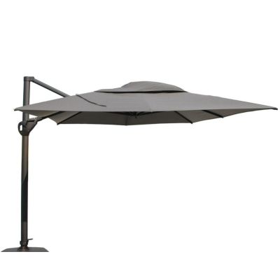Parasol déporté Hacienda 3x4m - Toile Charcoal et mât Anthracite + pied de 180 kg