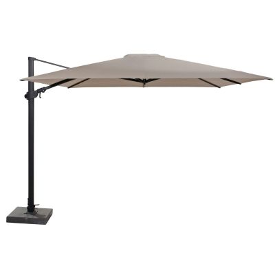 Parasol déporté Siesta 3x3m - Toile Taupe et Mât anthracite + pied125 kg